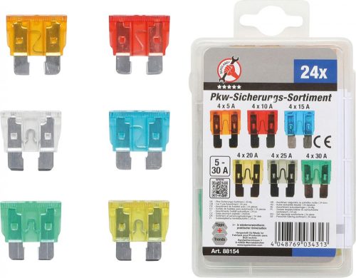 BGS DIY Set siguranţe autoturisme | 24 piese (BGS 88154)