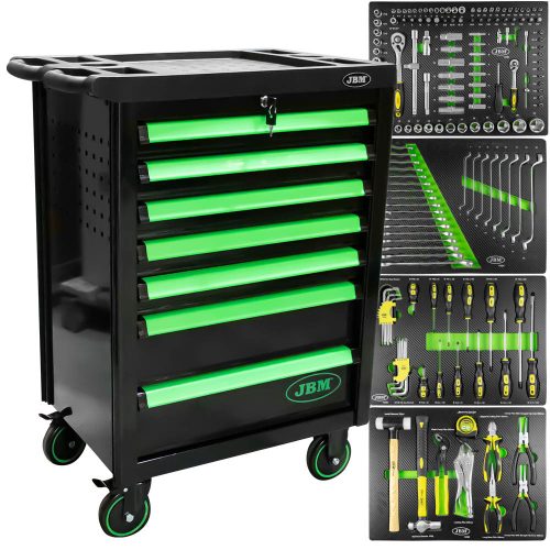JBM CĂRUCIOR DE SCULE CU 7 SERTARE VERDE (JBM-53763)
