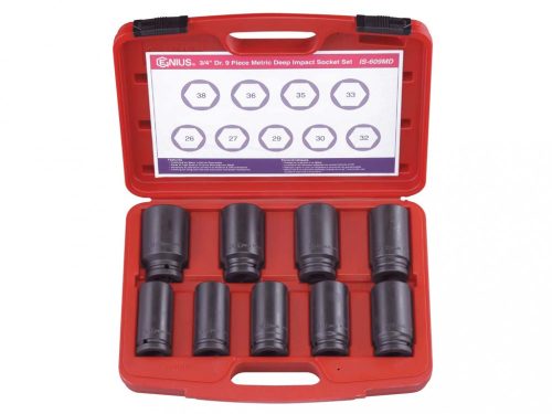 Genius Tools seturi de chei pneumatice, metrice, lungi, 3/4", 9 piese (IS-609MD)