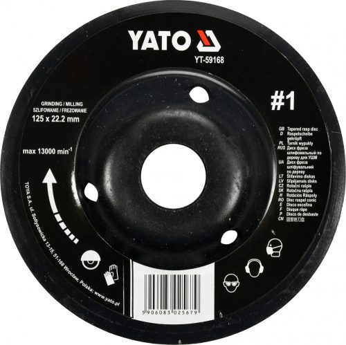 YATO disc raspel lemn,depresat,125x22.2mm,nr1 (YT-59168)